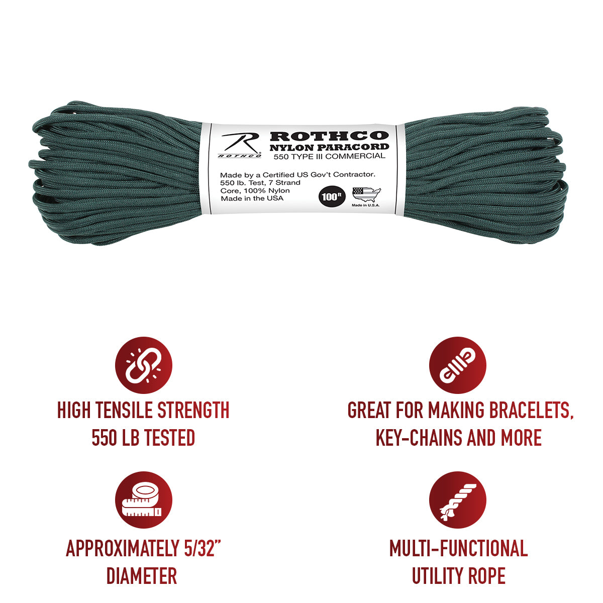 Rothco Nylon Paracord Type III 550 LB