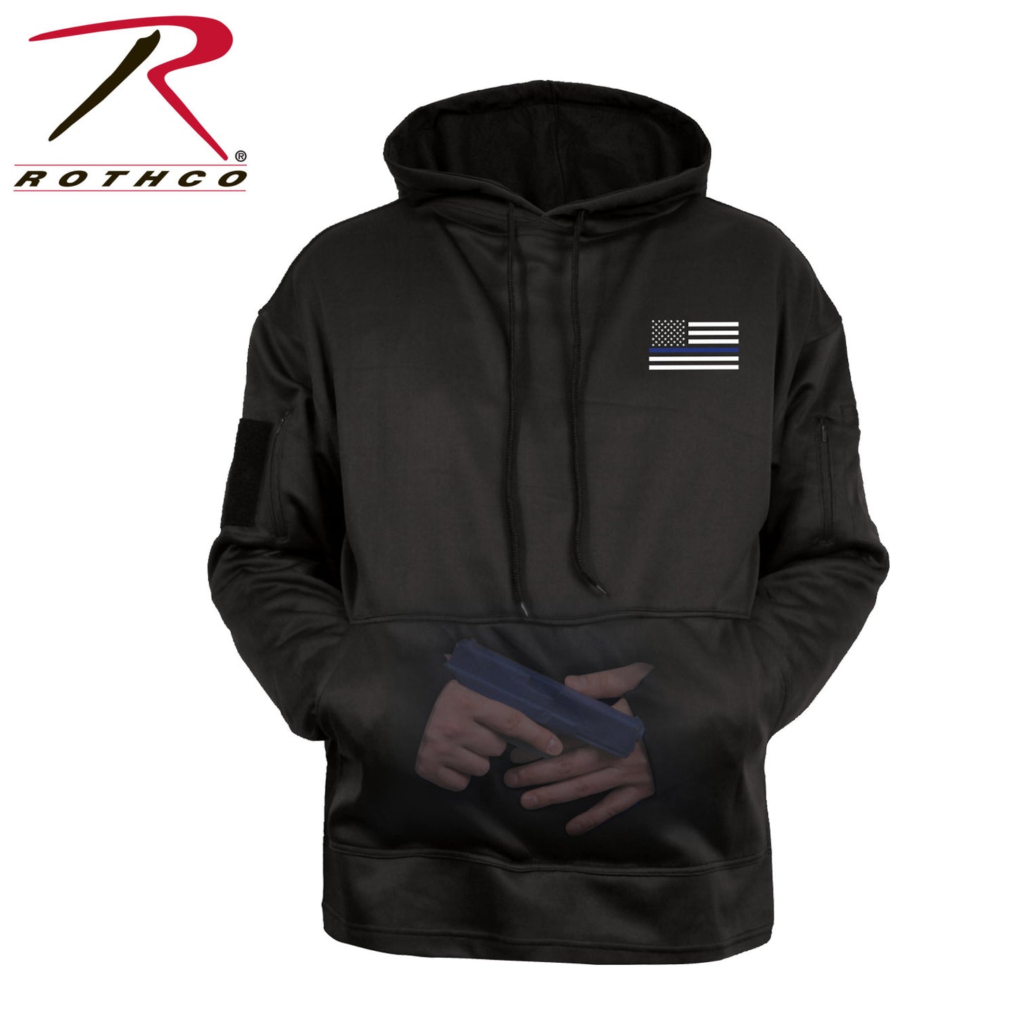 Rothco Honor and Respect Thin Blue Line Concealed Carry Hoodie - Black