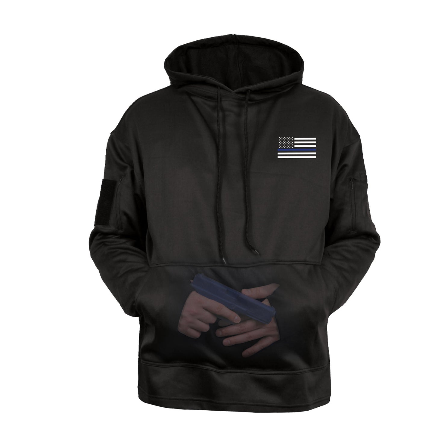 Rothco Honor and Respect Thin Blue Line Concealed Carry Hoodie - Black