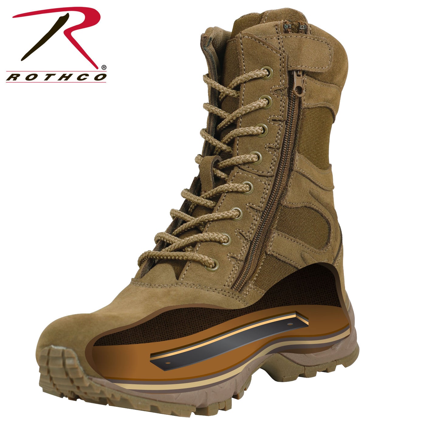 Rothco Forced Entry Deployment Boots With Side Zipper - 8 Inch