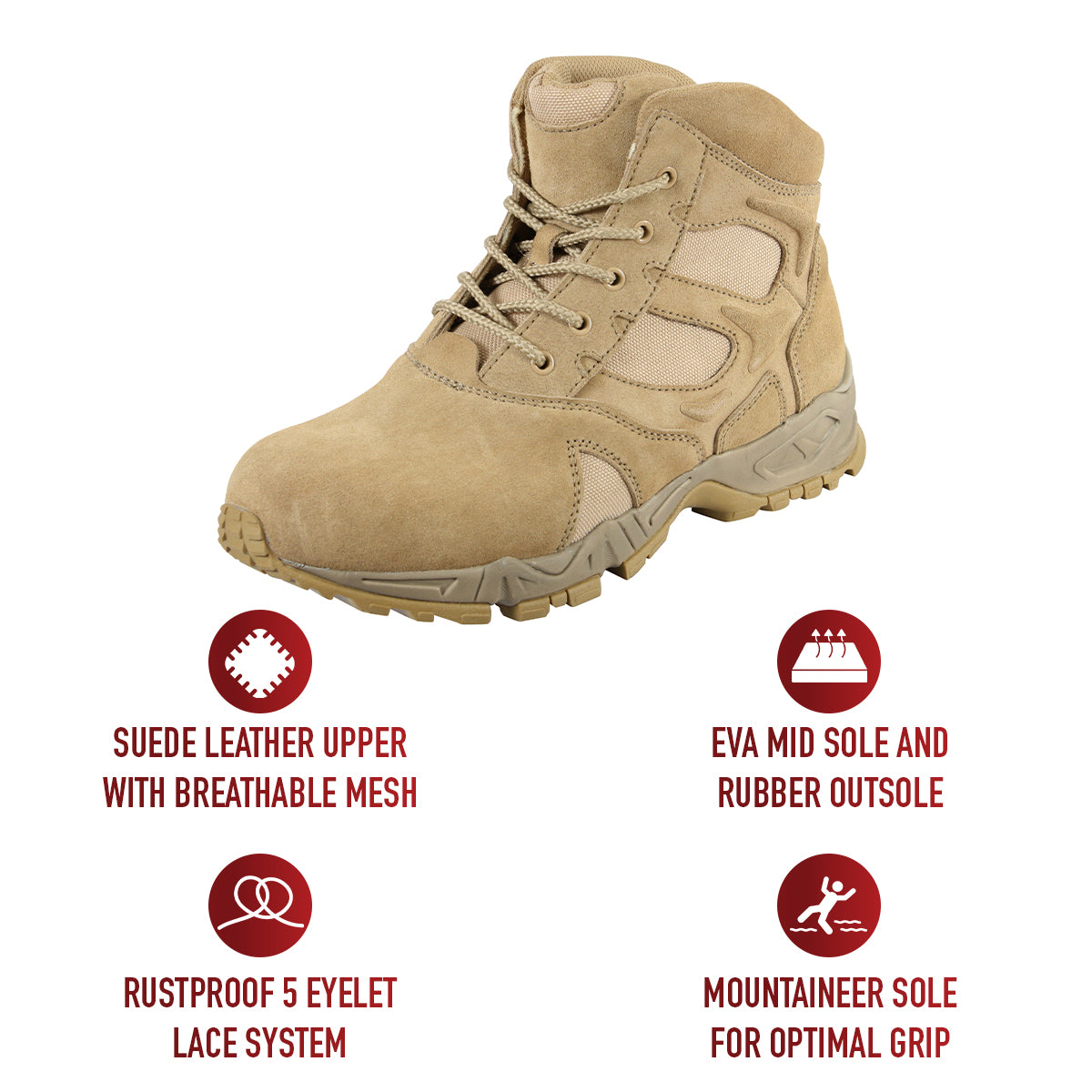 Rothco Forced Entry Desert Tan Deployment Boot - 6 Inch