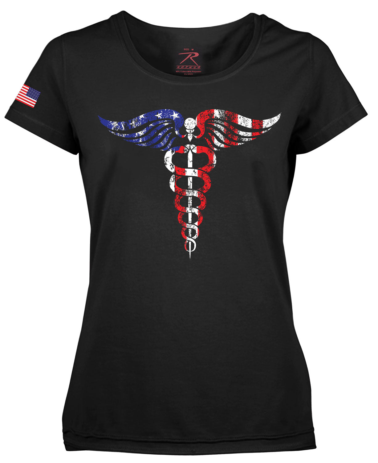 Rothco Women's Medical Symbol (Caduceus) Long Length T-Shirt - Black