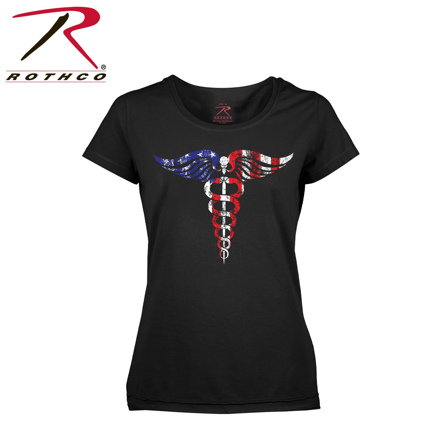 Rothco Women's Medical Symbol (Caduceus) Long Length T-Shirt - Black