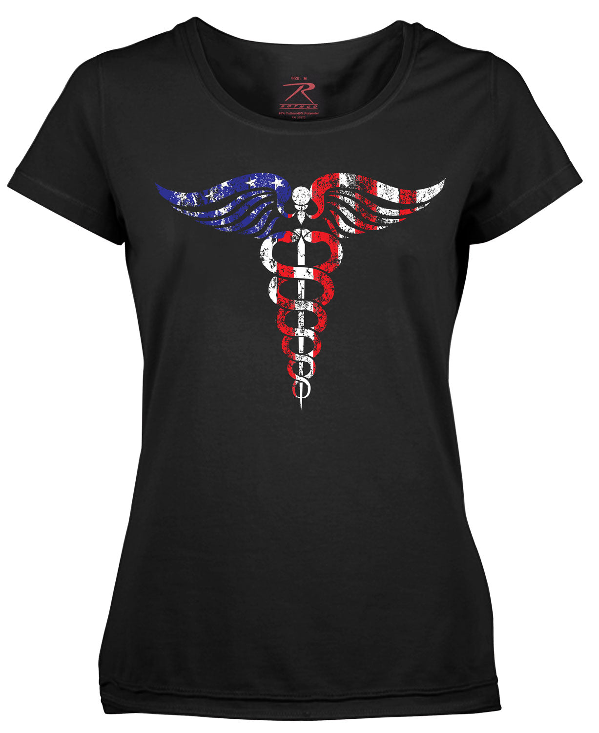 Rothco Women's Medical Symbol (Caduceus) Long Length T-Shirt - Black