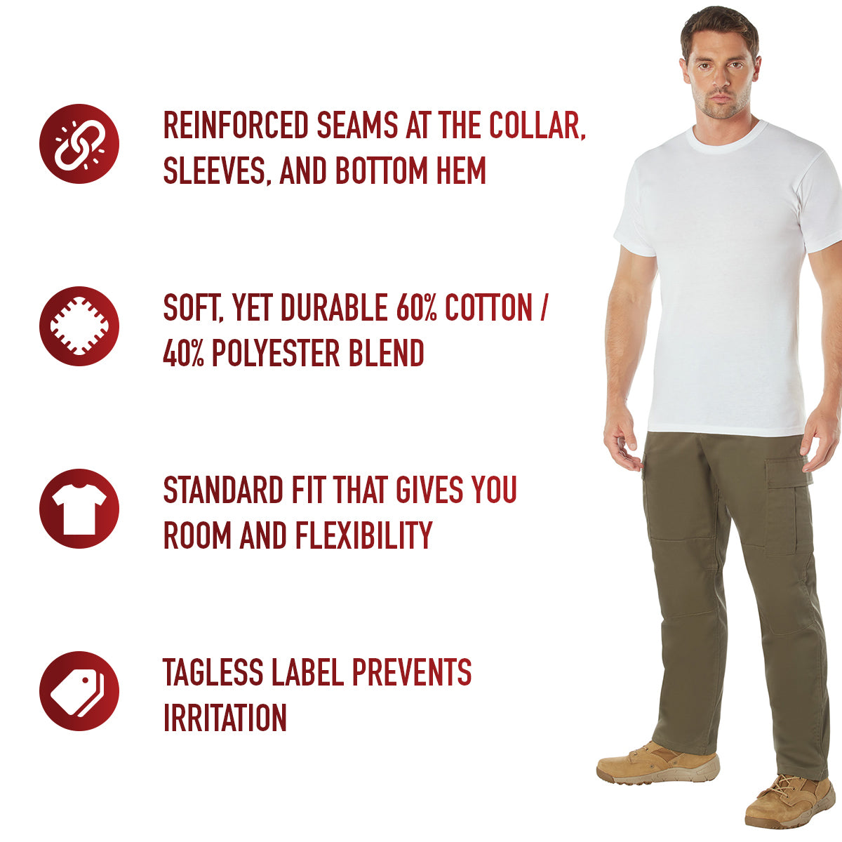 Rothco Solid Color T-Shirt with Cotton / Polyester Blend
