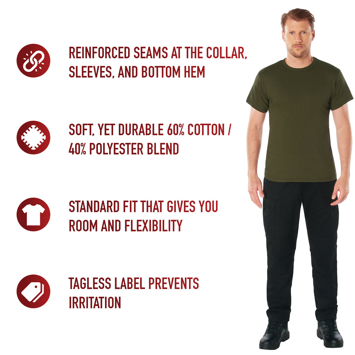 Rothco Solid Color T-Shirt with Cotton / Polyester Blend