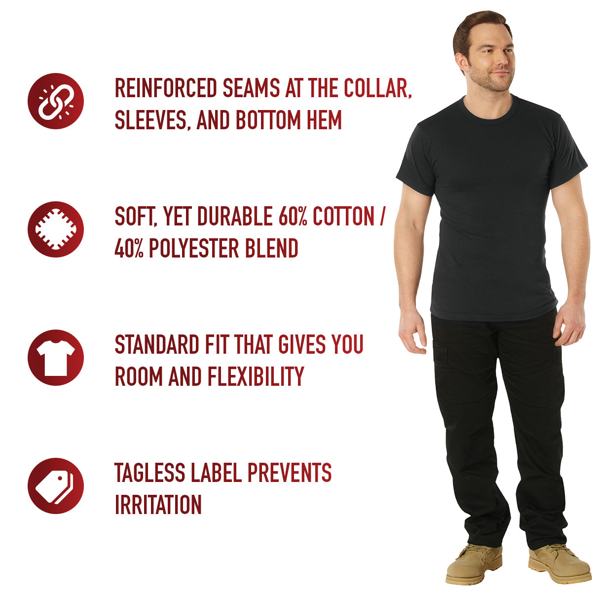 Rothco Solid Color T-Shirt with Cotton / Polyester Blend