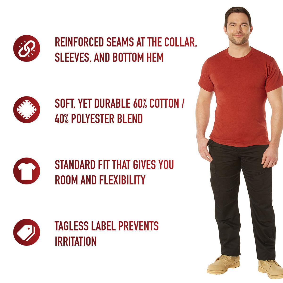 Rothco Solid Color T-Shirt with Cotton / Polyester Blend