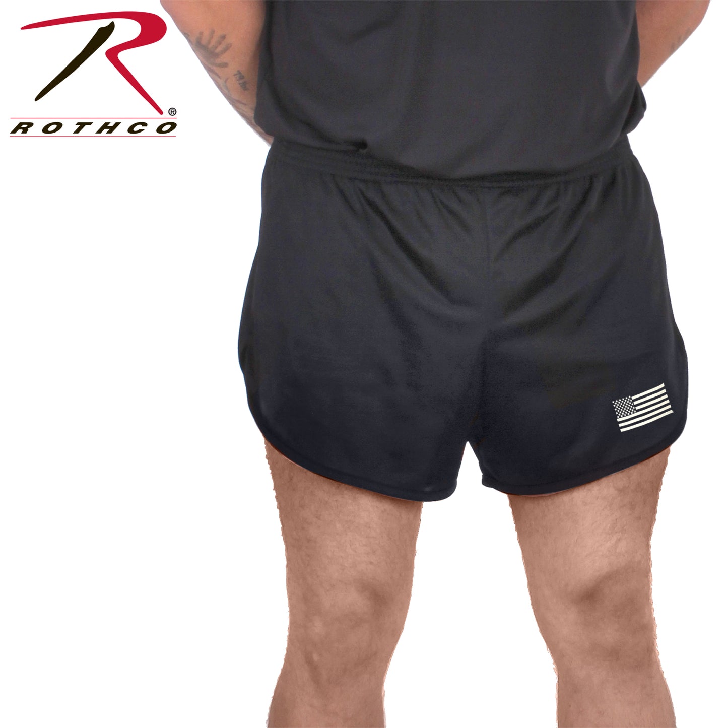 Rothco US Flag Ranger PT (Physical Training) Shorts - Black