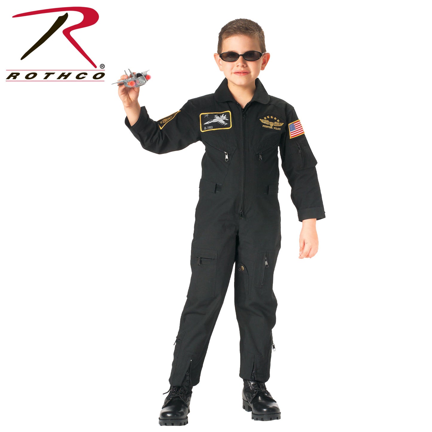 Rothco Kid's Flight Coverall With Patches - Olive Drab