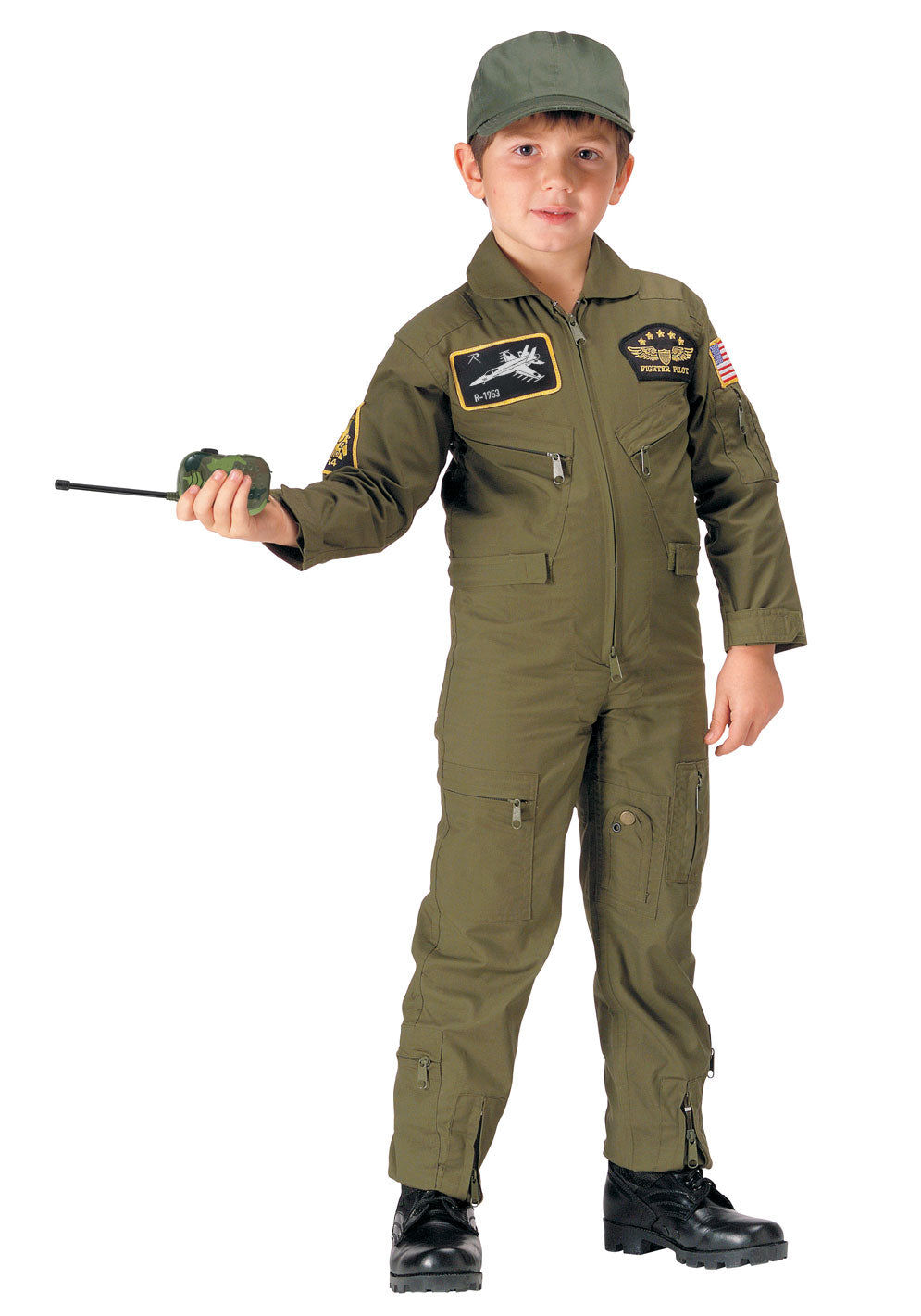 Rothco Kid's Flight Coverall With Patches - Olive Drab