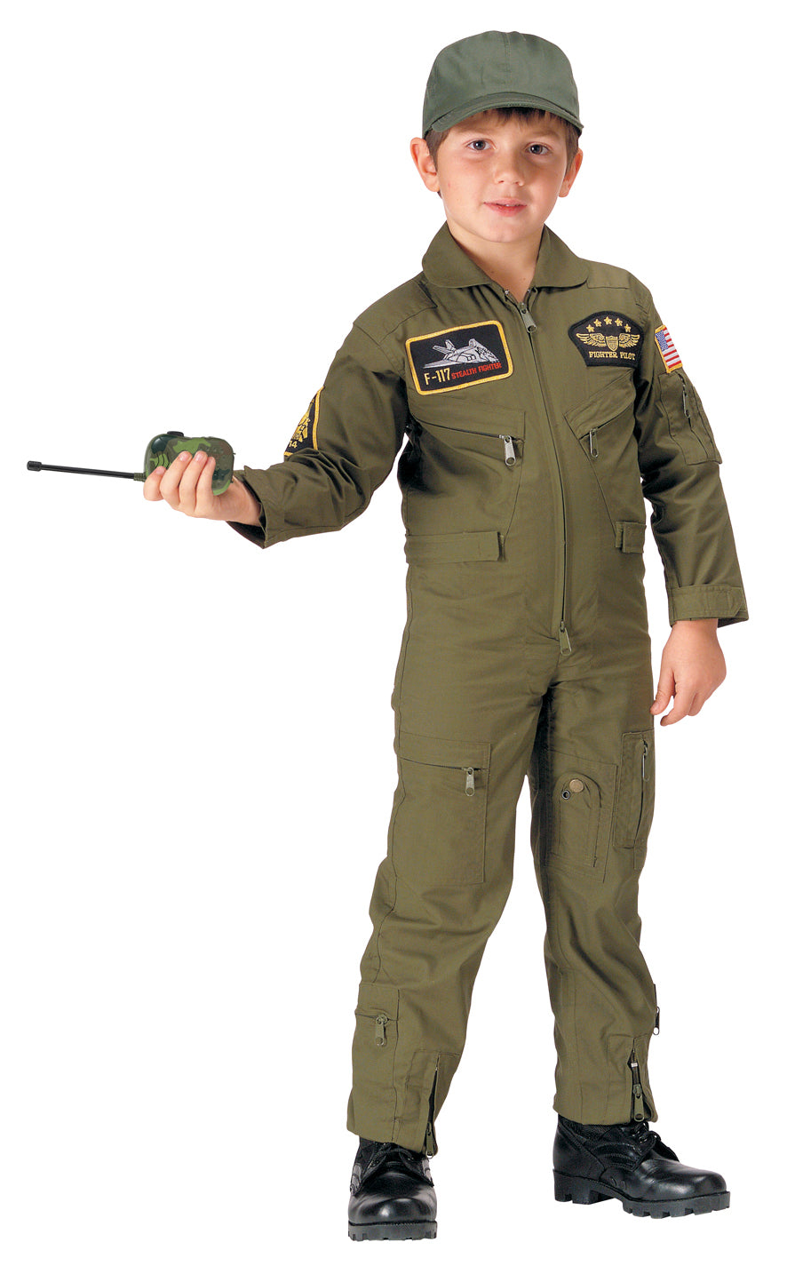 Rothco Kid's Flight Coverall With Patches - Olive Drab