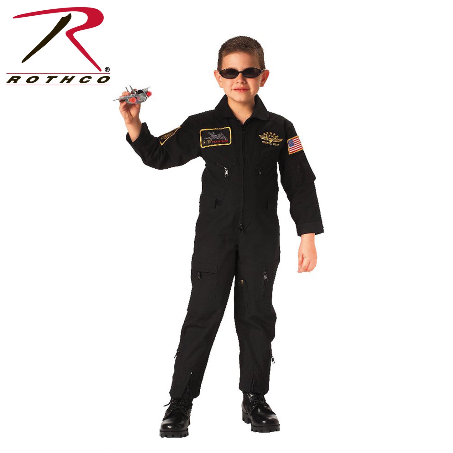 Rothco Kid's Flight Coverall With Patches - Olive Drab