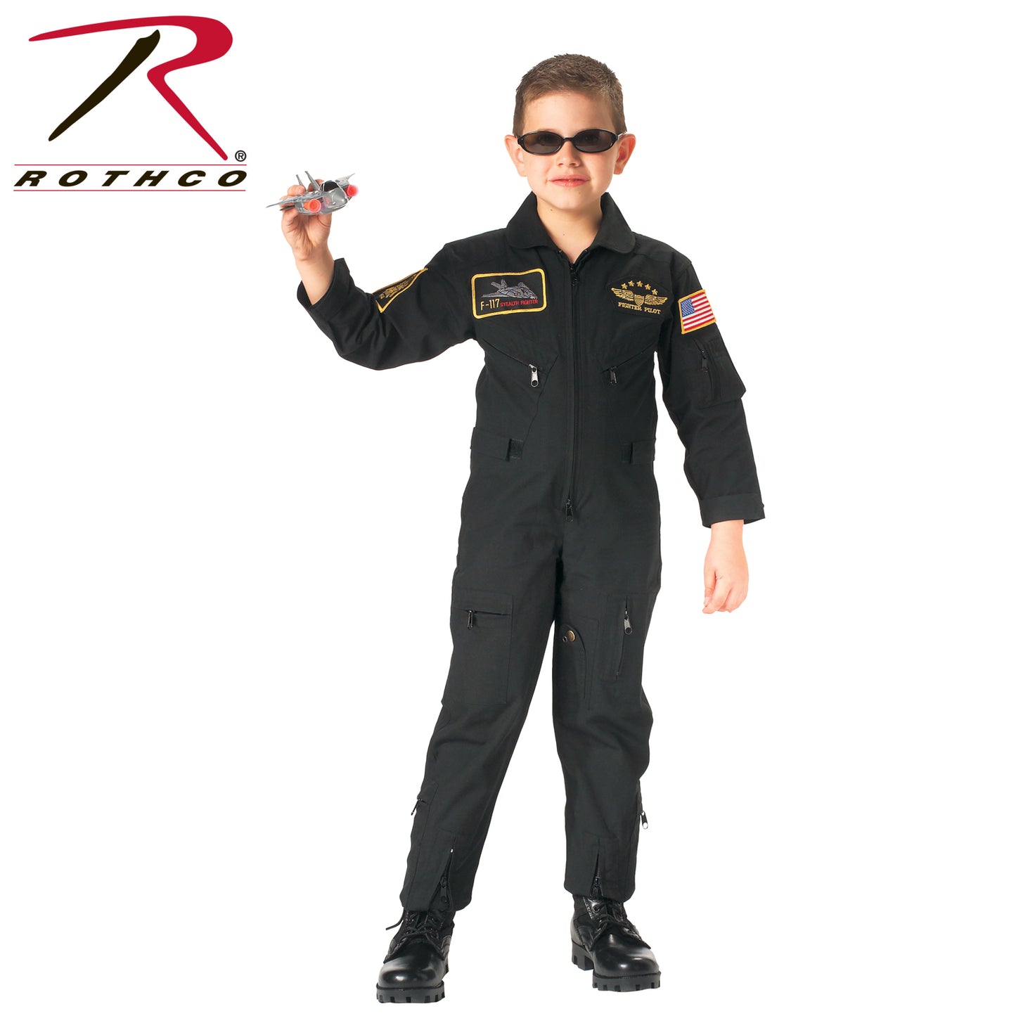 Rothco Kid's Flight Coverall With Patches - Olive Drab