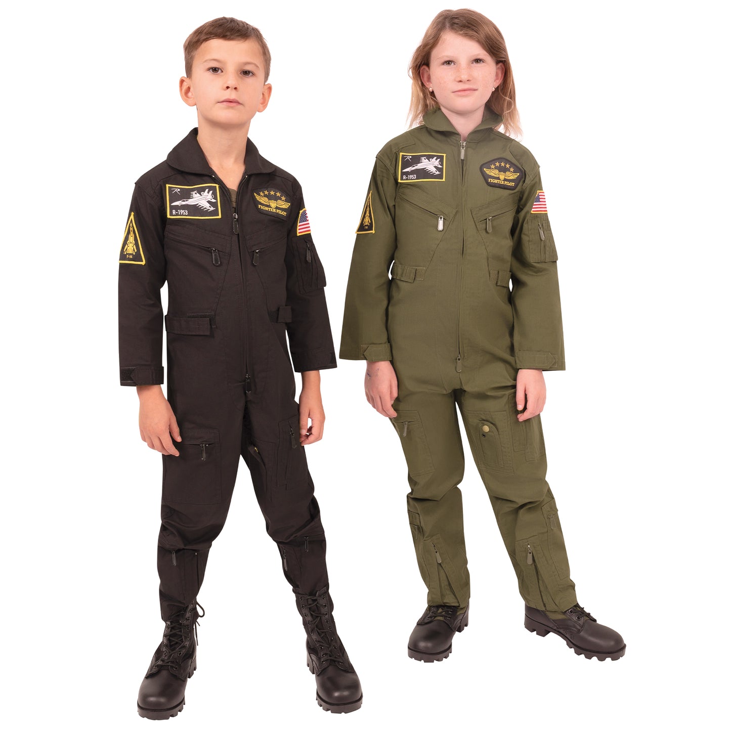 Rothco Kid's Flight Coverall With Patches - Olive Drab