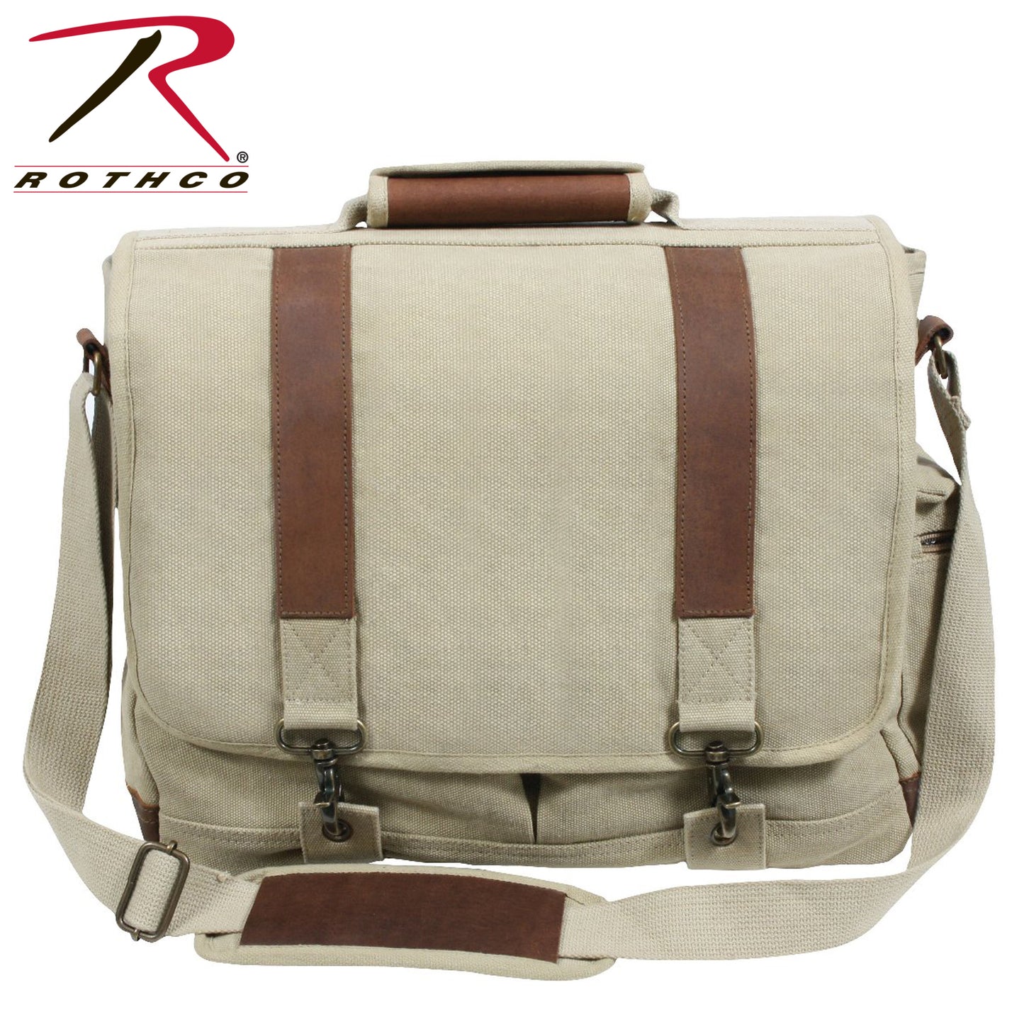 Rothco Vintage Canvas Pathfinder Laptop Bag With Leather Accents