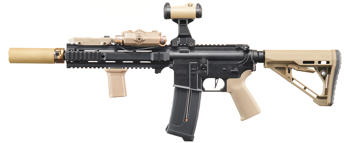 Custom Black Knight - Lancer Tactical Gen 4 L119A2 M4 Full Metal Airsoft Rifle - (Black/Tan)