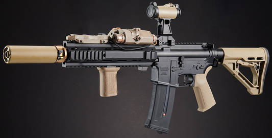Custom Black Knight - Lancer Tactical Gen 4 L119A2 M4 Full Metal Airsoft Rifle - (Black/Tan)