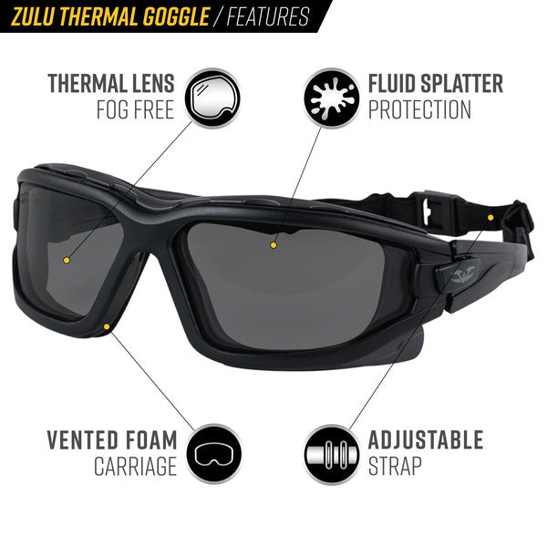 Valken/Pyramex Zulu/Highlander Thermal Airsoft Goggles - Regular Fit