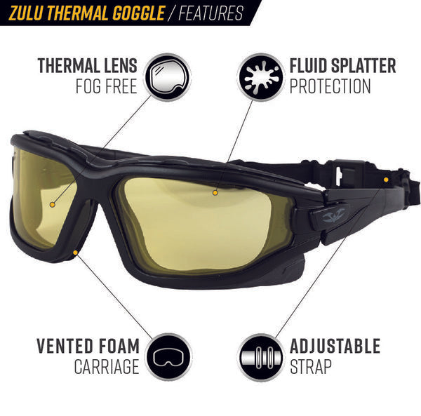 Valken/Pyramex Zulu/Highlander Thermal Airsoft Goggles - Regular Fit