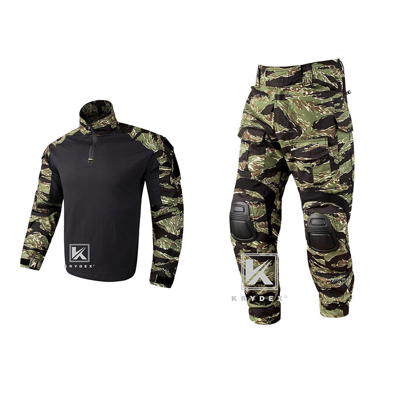 KRYDEX CP Style Tactical Camouflage Shirt & Pants Kit G3 Combat BDU Uniform Set For Airsoft