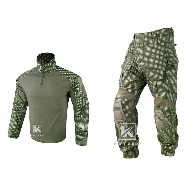 KRYDEX CP Style Tactical Camouflage Shirt & Pants Kit G3 Combat BDU Uniform Set For Airsoft