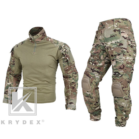 KRYDEX CP Style Tactical Camouflage Shirt & Pants Kit G3 Combat BDU Uniform Set For Airsoft