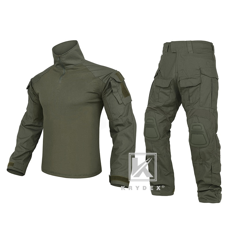 KRYDEX CP Style Tactical Camouflage Shirt & Pants Kit G3 Combat BDU Uniform Set For Airsoft